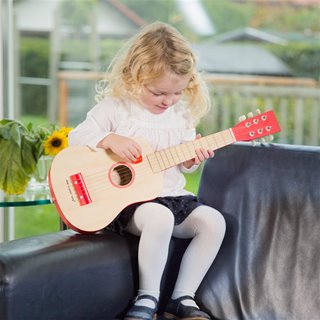 Toy guitar deluxe - natural/red